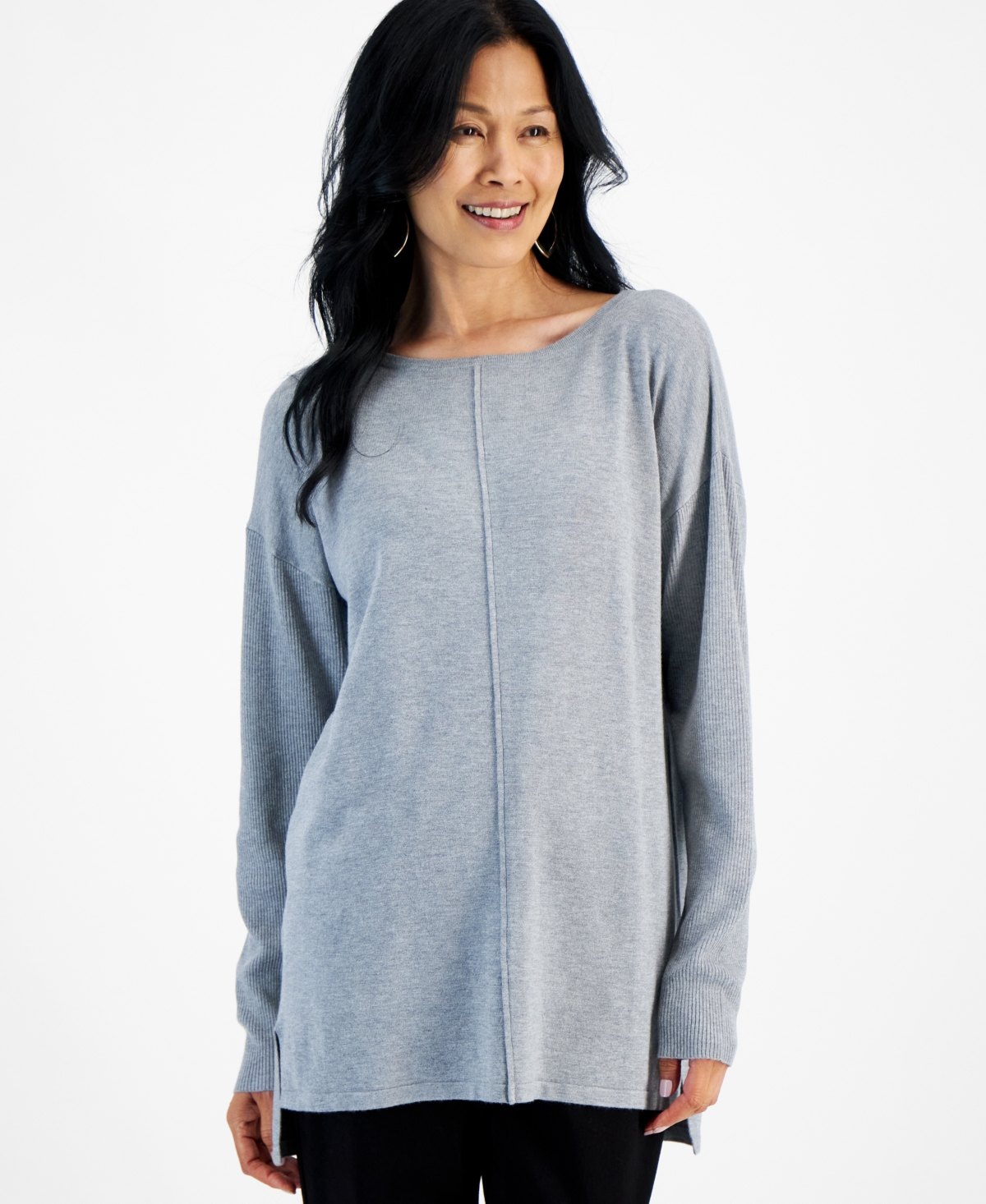 Style & Co Women's Seam-Front Boat-Neck Tunic Sweater, Created for Macy's