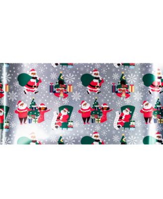 Silver Papa and Holly Foil Gift Wrap
