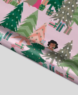 Pink Holly Tree Gift Wrap