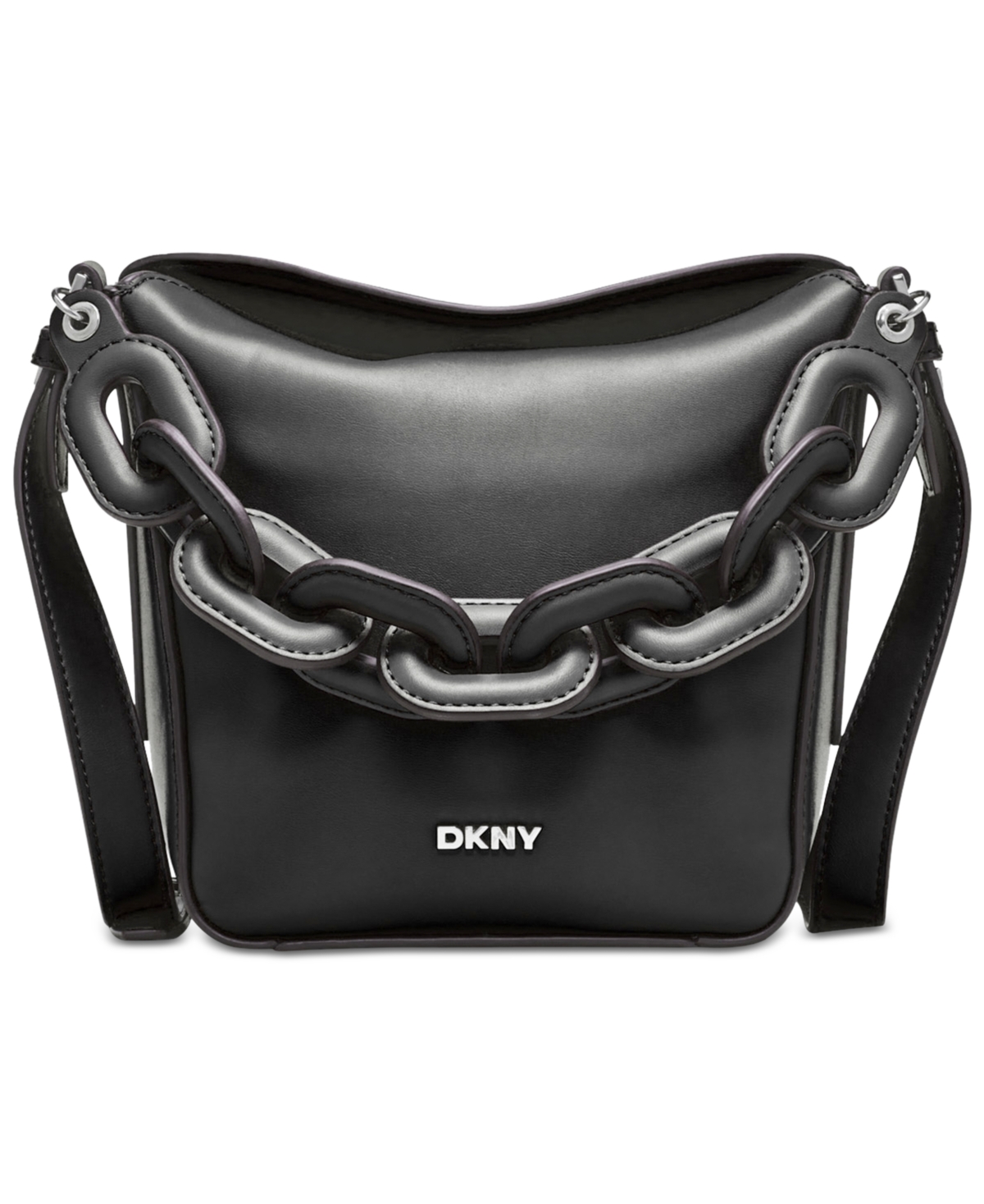 Dkny Aspen Mini Chain Handle Hobo Bag In Black,silv