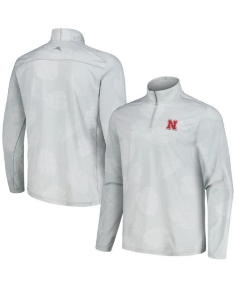 Мужская куртка Tommy Bahama Gray Nebraska Huskers Delray Frond IslandZone Half-Zip
