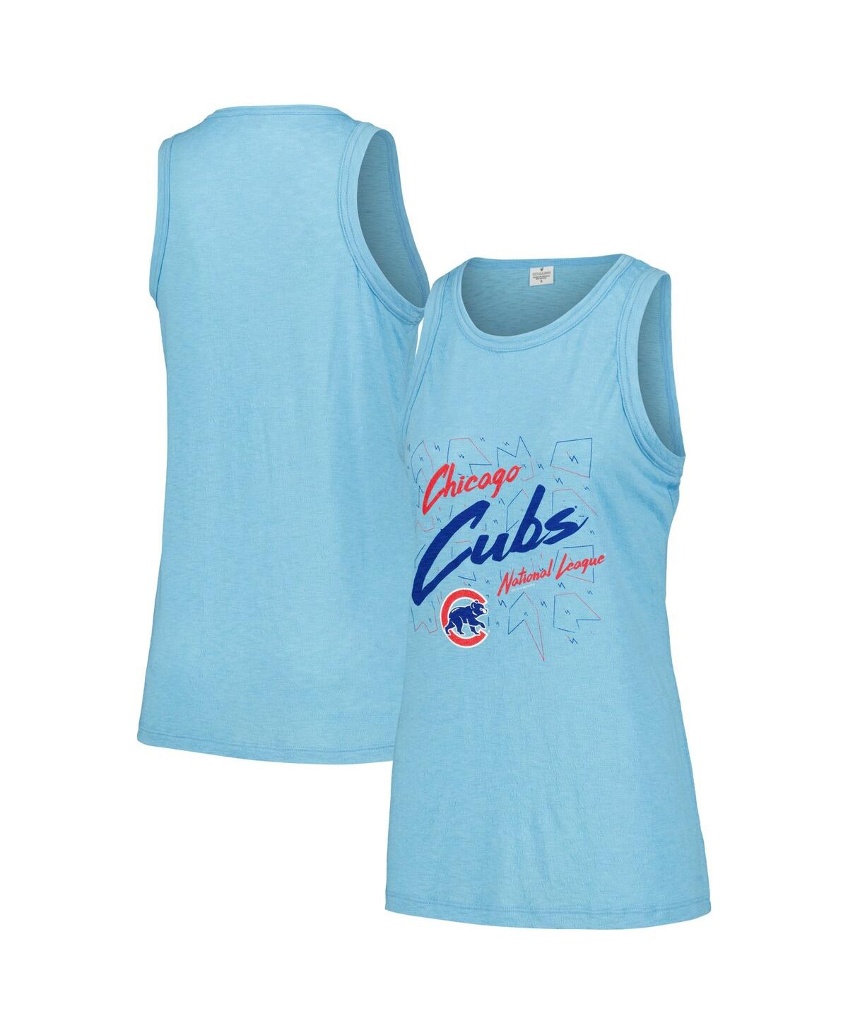 Women's Light Blue Chicago Cubs Gauze High Neck Tank Top - Light Blue