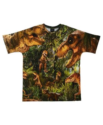 Men's and Women's Green Jurassic Park the Predators Big Print Graphic T-Shirt