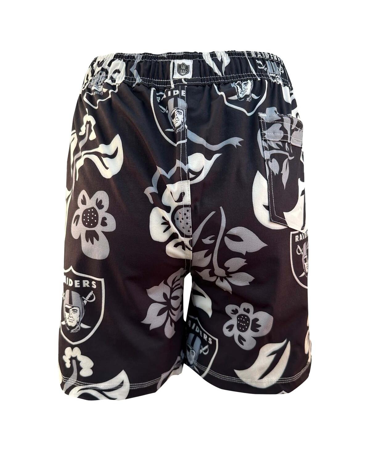 Wes & Willy Big Boys and GirlsLas Vegas Raiders Floral Volley Swim Trunks - Black