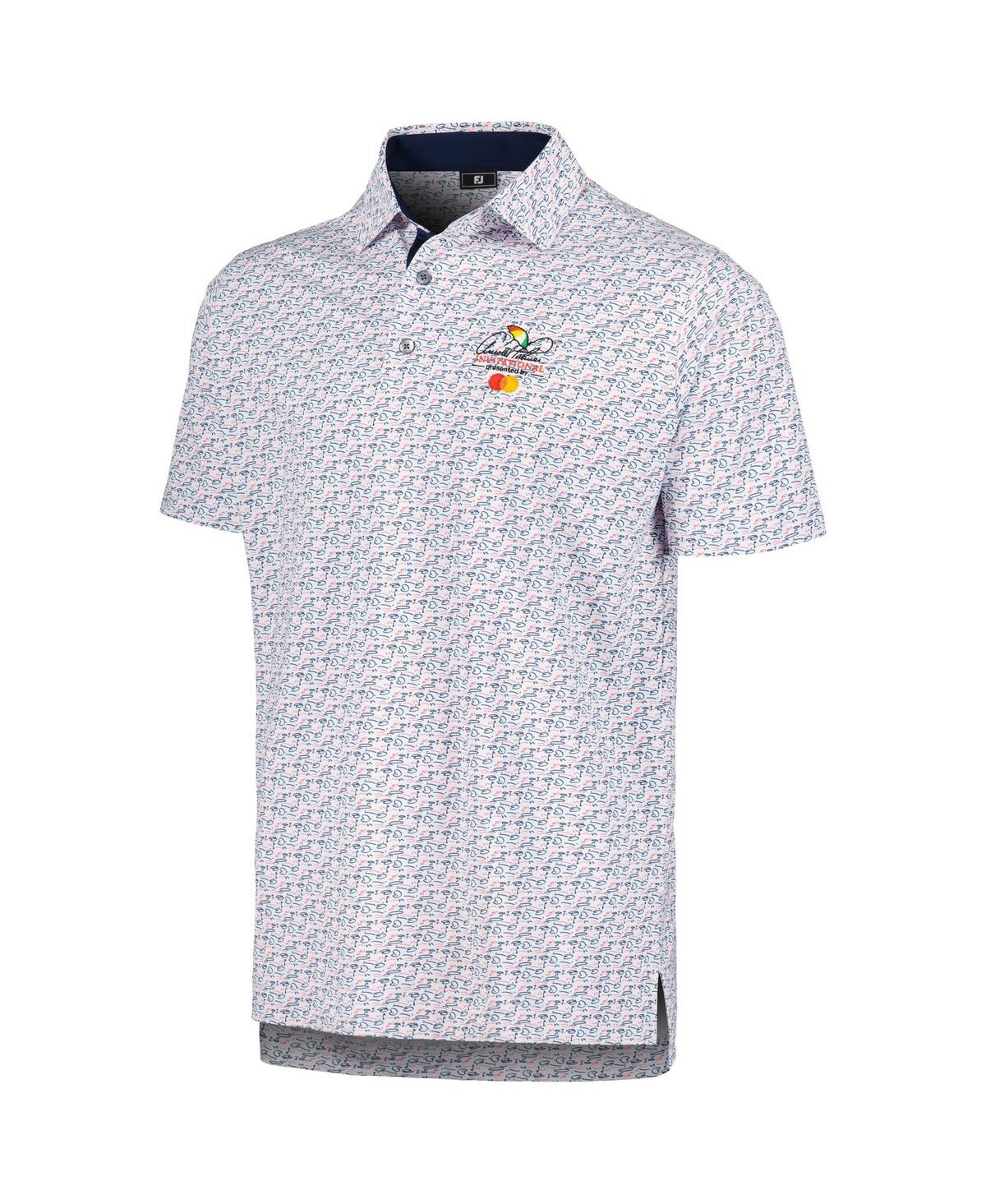 FootJoy Men'sArnold Palmer Invitational Doodle Stretch Pique Self Collar Polo - White