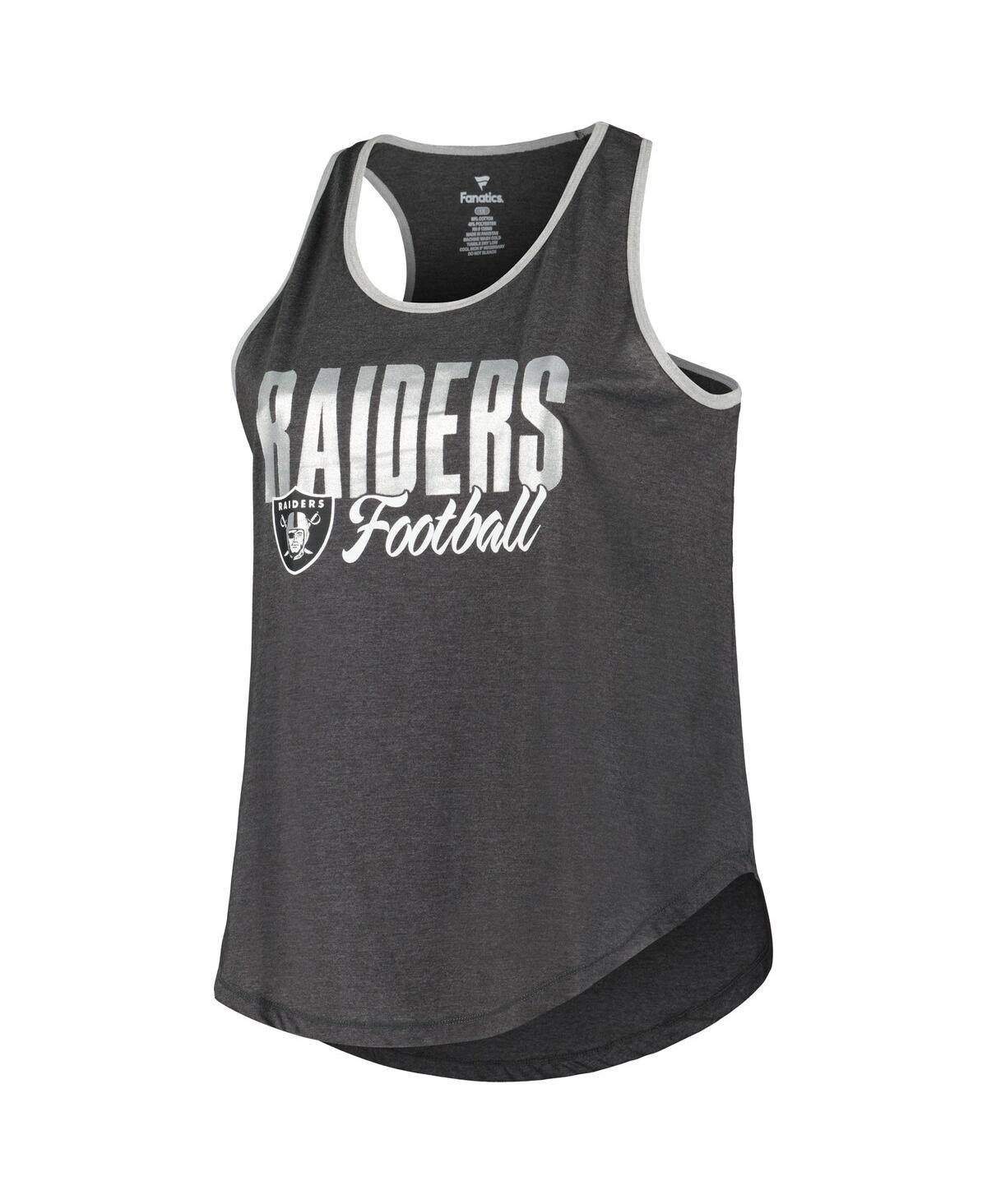 Fanatics Women's Heather Black Las Vegas Raiders Plus Size Fuel Tank Top In Heather Black