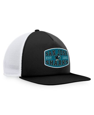 Men's Black/White San Jose Sharks Foam Front Patch Trucker Snapback Hat
