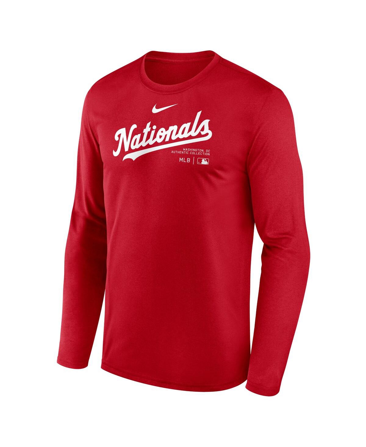 Nike Men's Red Washington Nationals Authentic Collection Practice Performance Long Sleeve T-shirt In Red