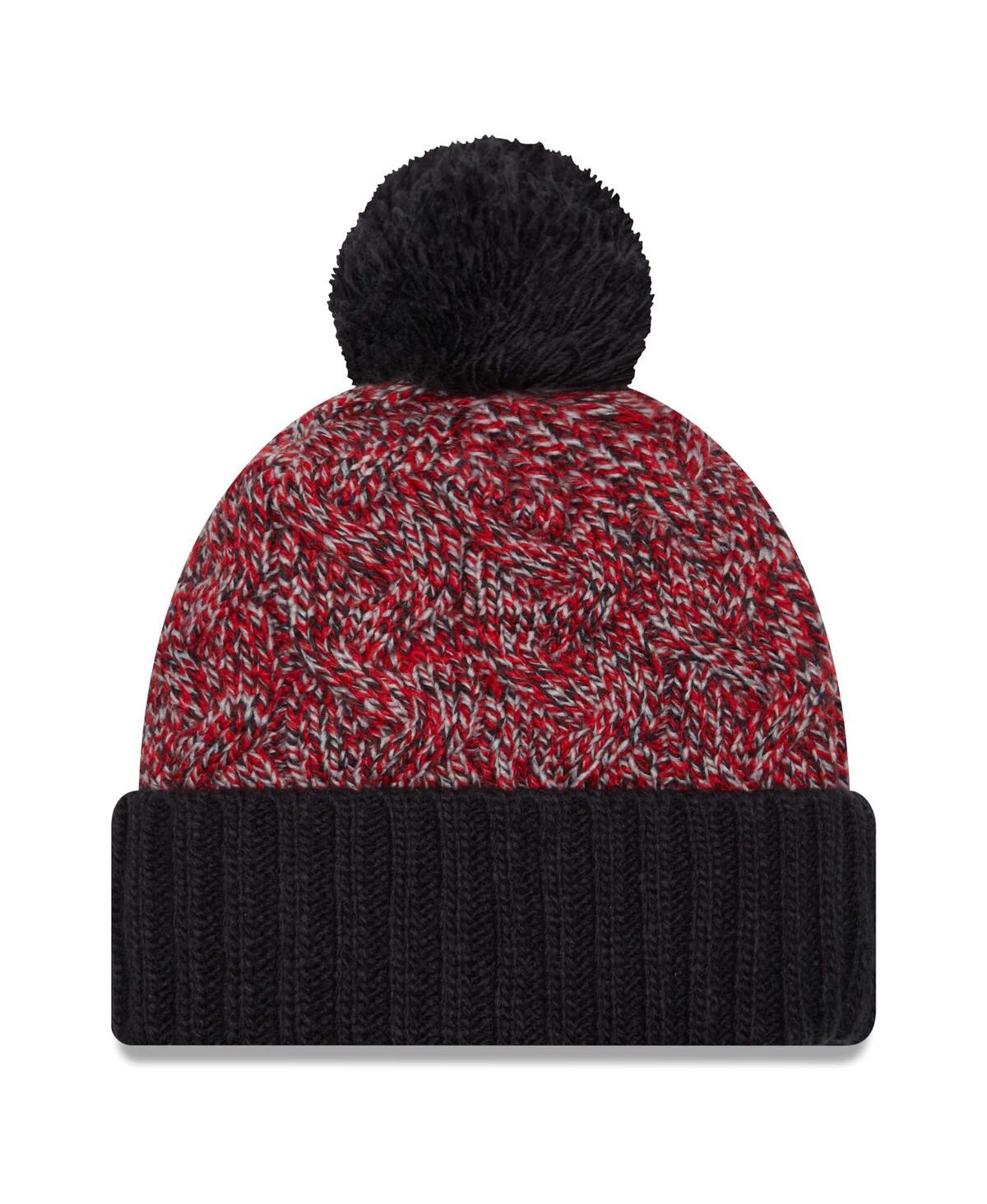 Shop New Era Big Boys And Girls Navy/red Usmnt Marled Cuffed Knit Hat With Pom In Navy Red