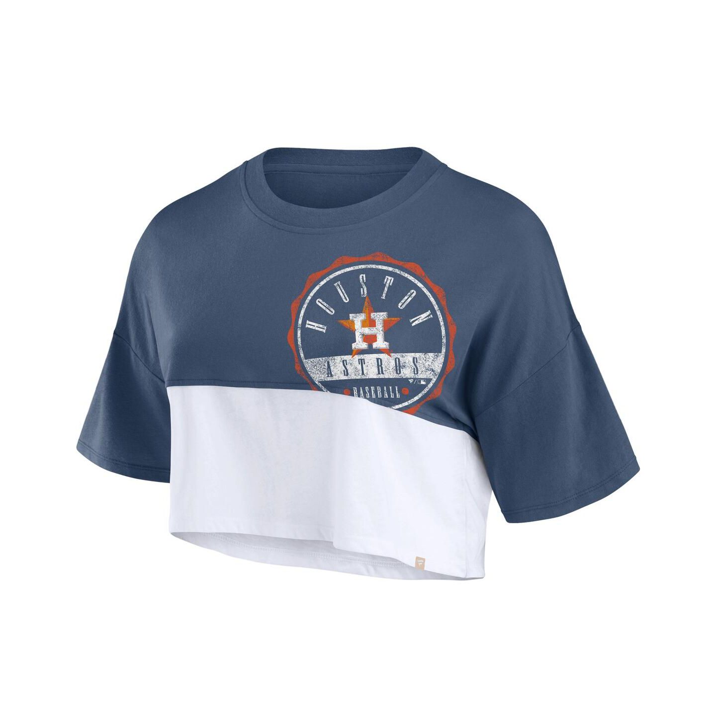 Женская футболка Fanatics Navy/White Houston Astros Color Split Boxy Cropped — фото 2