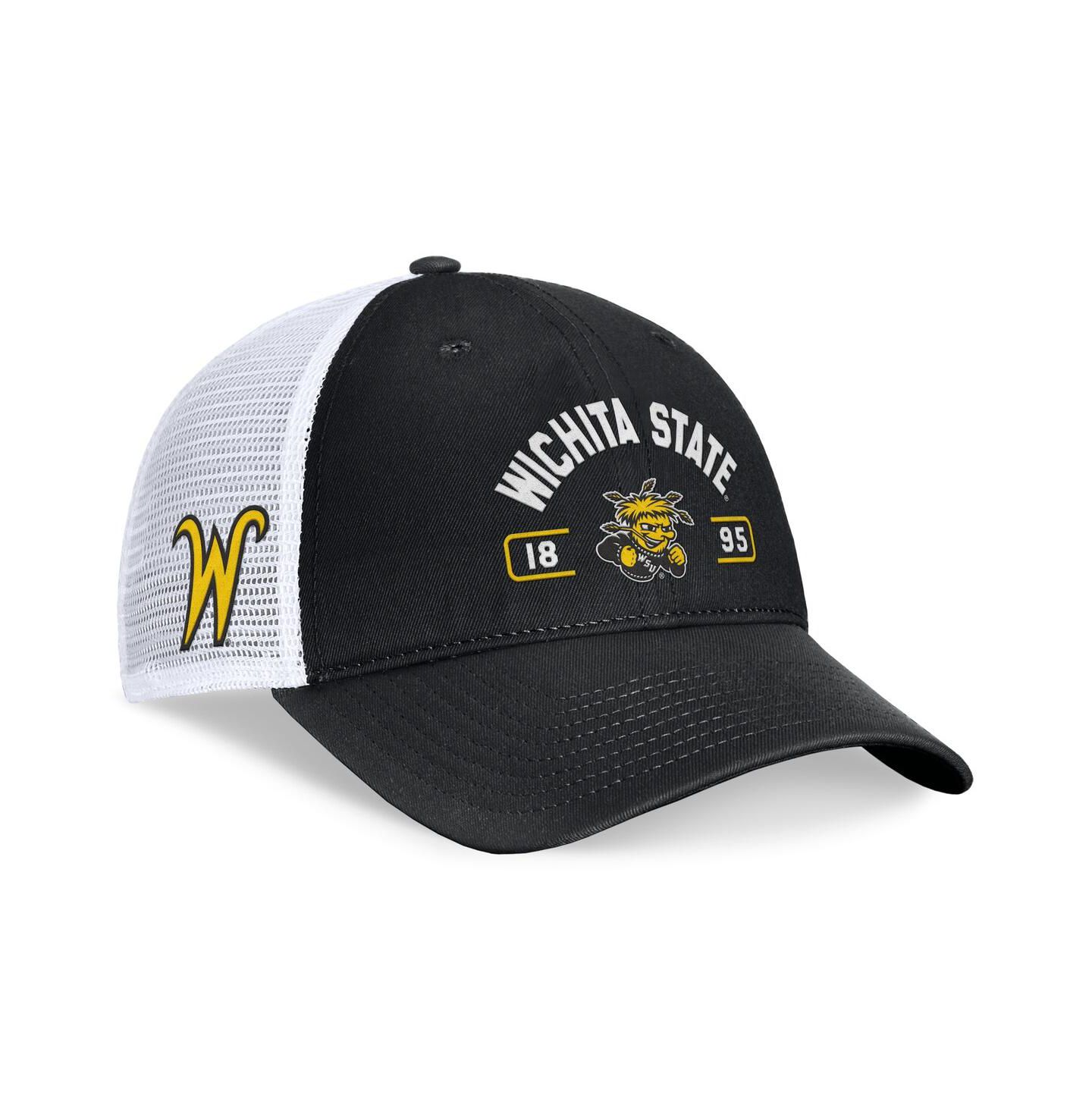 Мужская кепка Top of the World Black/White Wichita State Shockers Free Kick Trucker Adjustable Hat — фото 1
