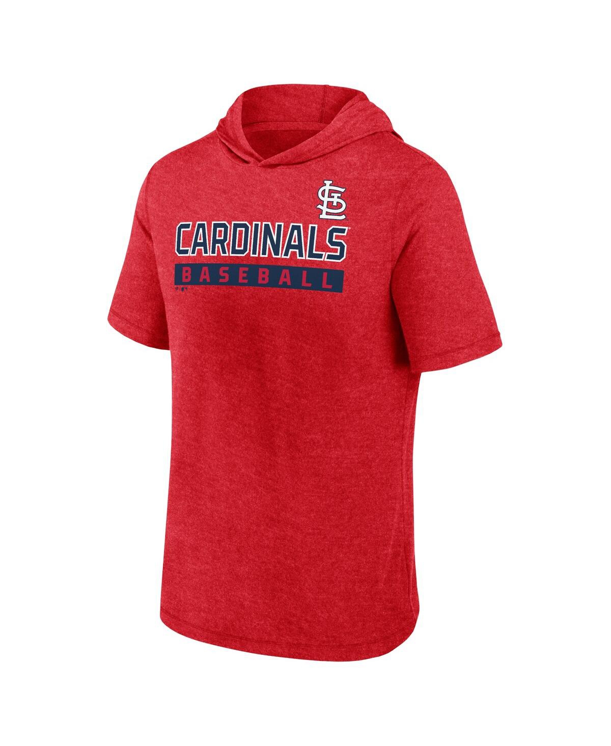 Fanatics Men'sSt. Louis Cardinals Push Short Sleeve Pullover Hoodie - Heather Red