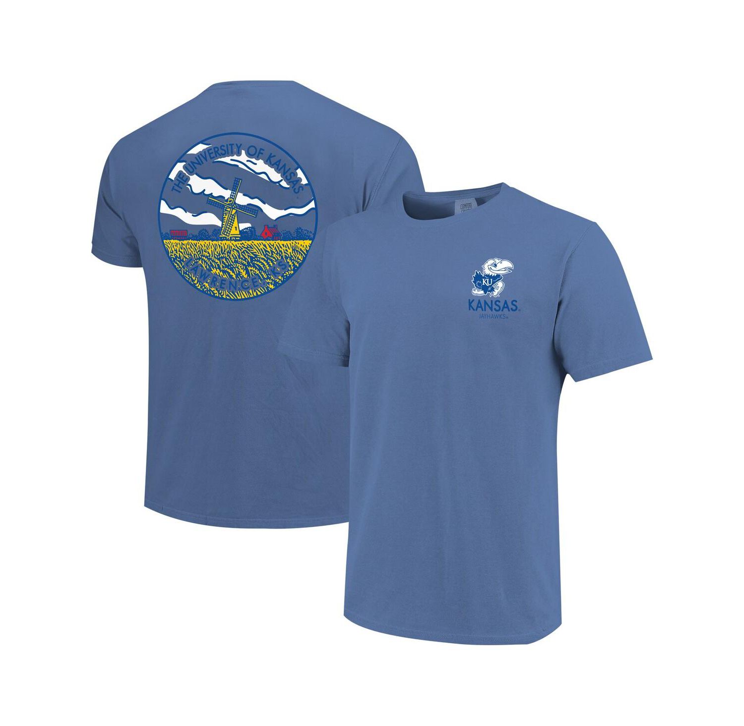 Men's and Women's Royal Kansas Jayhawks Scenic Comfort Colors T-Shirt