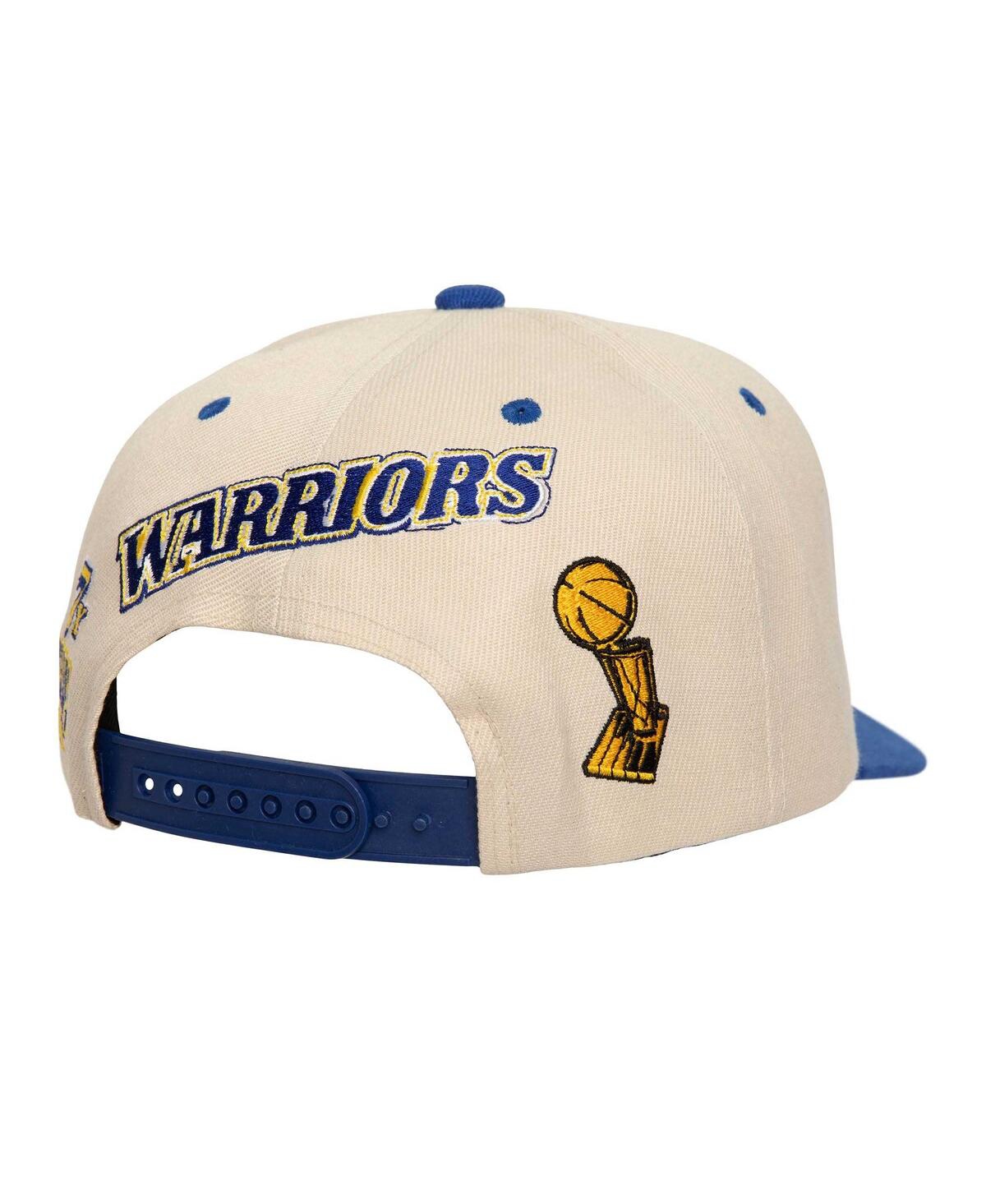 Mitchell & Ness Men's Cream/royal Golden State Warriors 7x Nba Champions Soul Legacy Defined Snapback Hat In Cream,royal