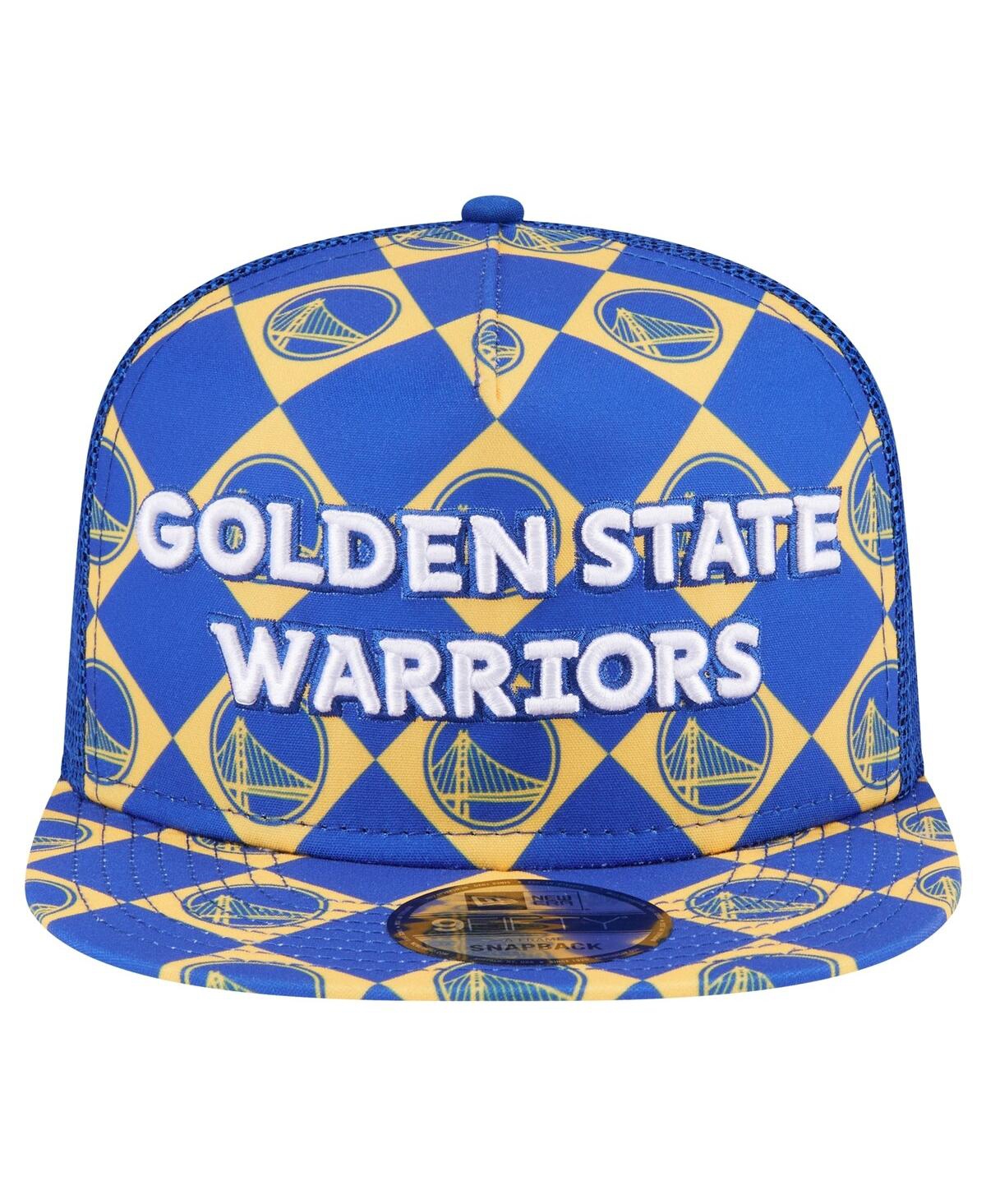 New Era Men's Royal Golden State Warriors Seeing Diamonds A-frame Trucker 9fifty Snapback Hat In Royal
