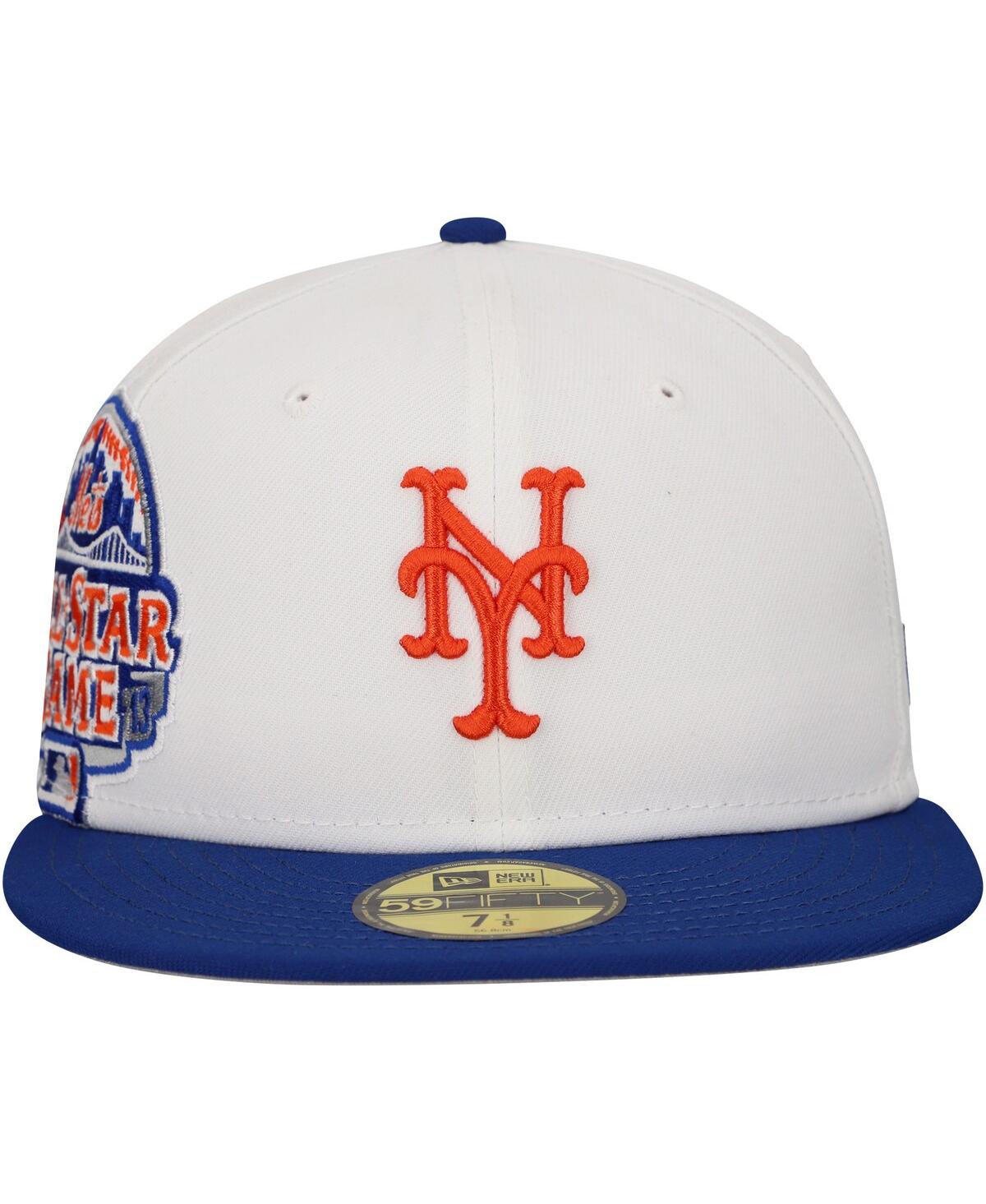 New Era Men'sRoyal New York Mets Major Sidepatch 59FIFTY Fitted Hat - White, Royal