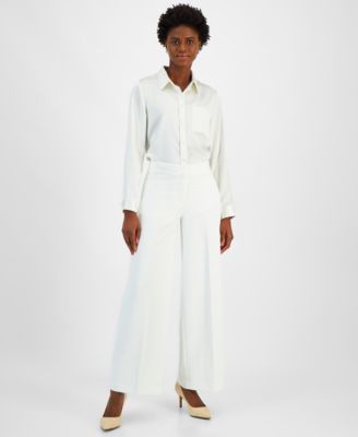 Tahari ASL - Women's Mid-Rise Wide-Leg Full-Length Pants