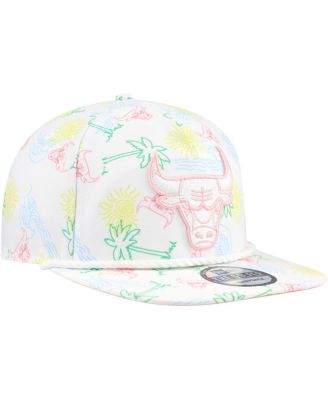 Men's White Chicago Bulls Palm Trees and Waves Golfer Adjustable Hat