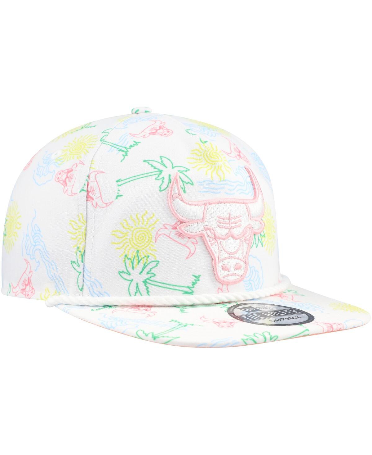 New Era Men's White Chicago Bulls Palm Trees And Waves Golfer Adjustable Hat In White