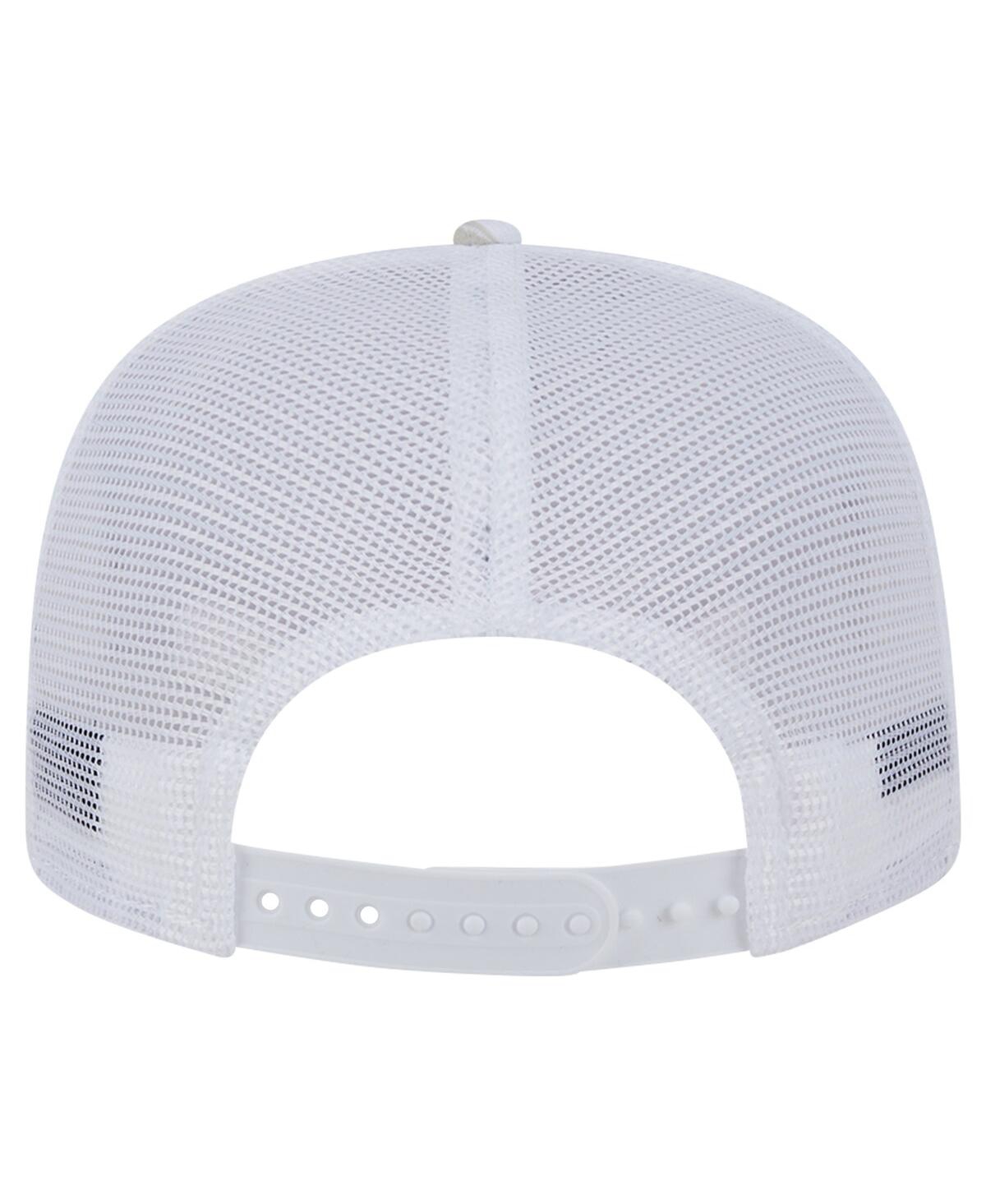 New Era Men's White New York Mets Logo Dunes A-frame Trucker 9fifty Snapback Hat In White