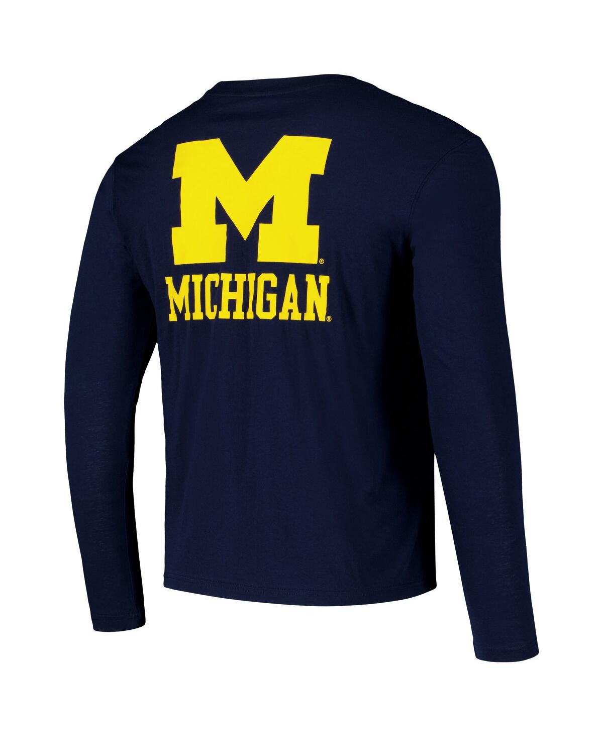 Colosseum Men's Navy Michigan Wolverines Logo Lockup 3-hit Active Blend Long Sleeve T-shirt In Navy