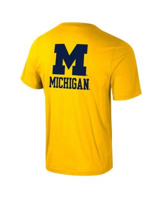 Men's Maize Michigan Wolverines Logo Lockup 2-Hit Active Blend T-Shirt