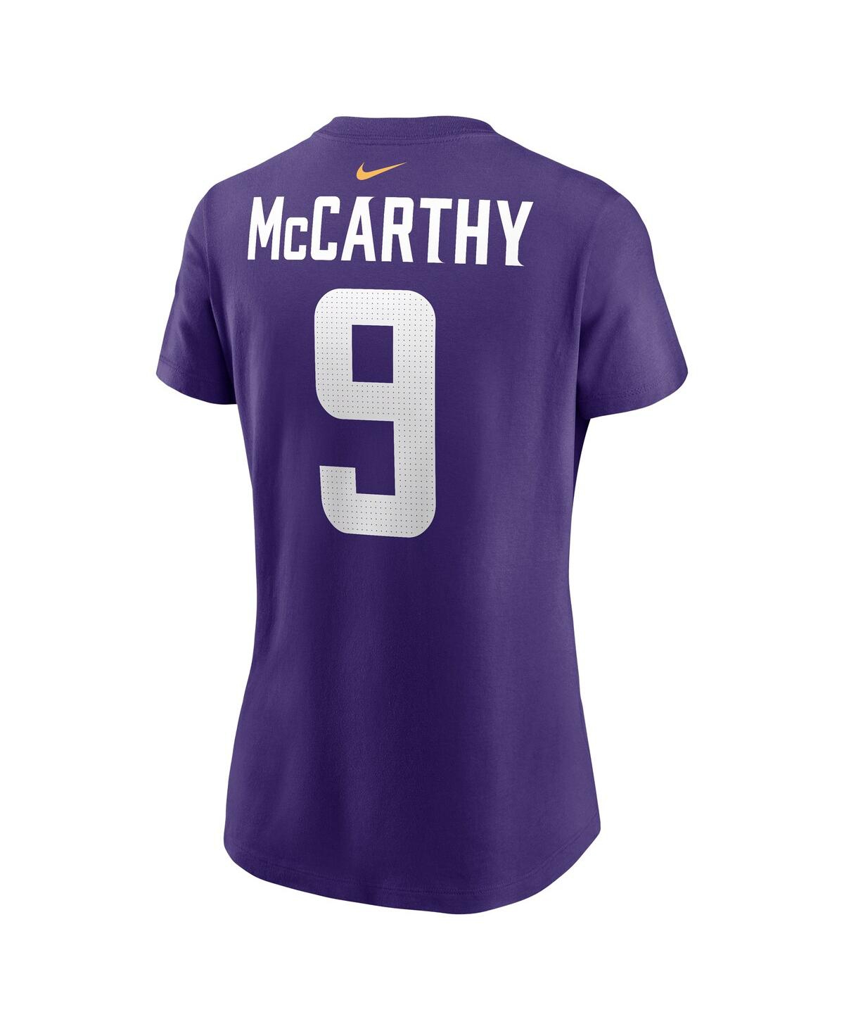 Nike Women's J.j. Mccarthy Purple Minnesota Vikings 2024 Nfl Draft First Round Pick Name Number T-shirt In Purple