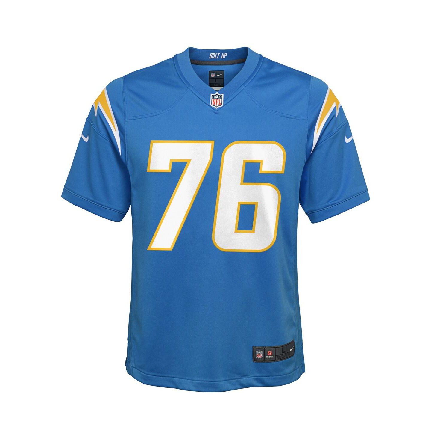 Детское джерси Nike Joe Alt Los Angeles Chargers 2024 NFL Draft Pick Game, Powder Blue — фото 2