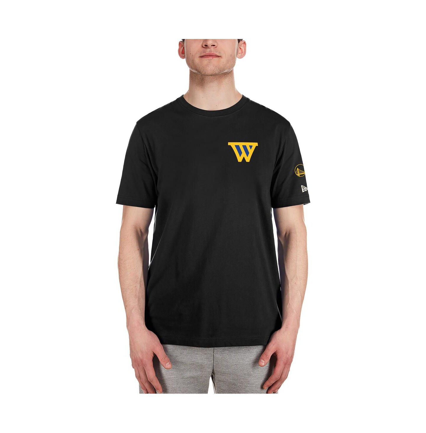 Мужская футболка New Era Black Golden State Warriors "W" Statement — фото 4