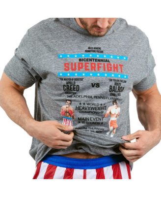Men's and Women's Gray Rocky Super Fight Poster T-Shirt