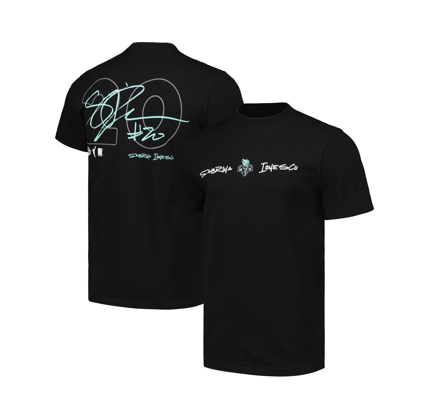 Men's and Women's Sabrina Ionescu Black New York Liberty Player Signature Name & Number T-Shirt