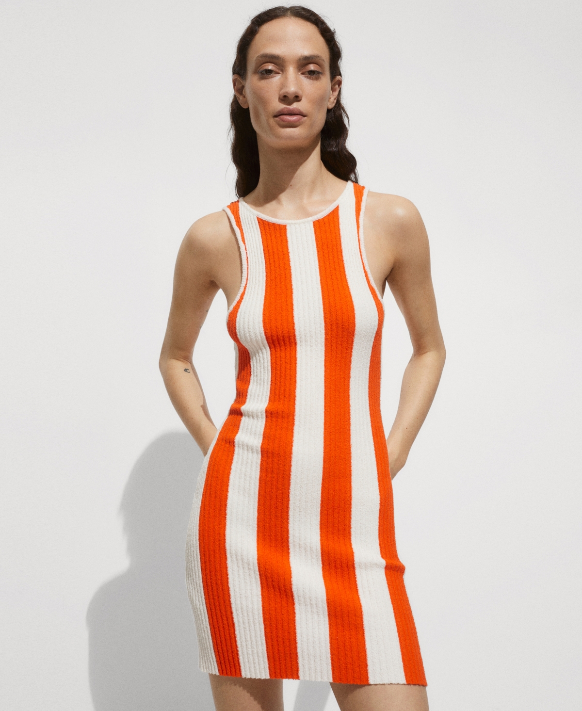 Mango Women's Striped Ribbed Knit Dress
