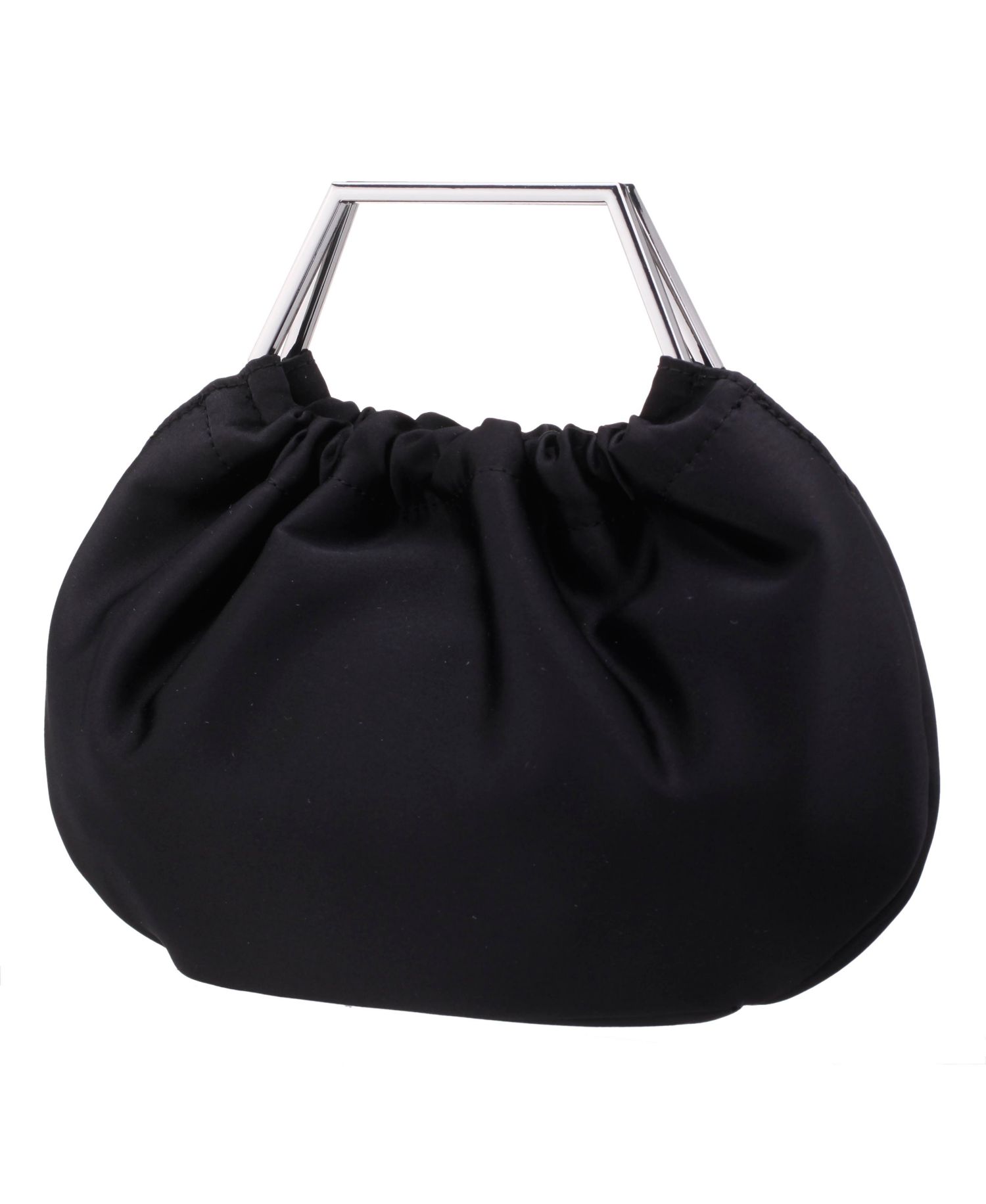 Metal Handle Satin Pouch Bag