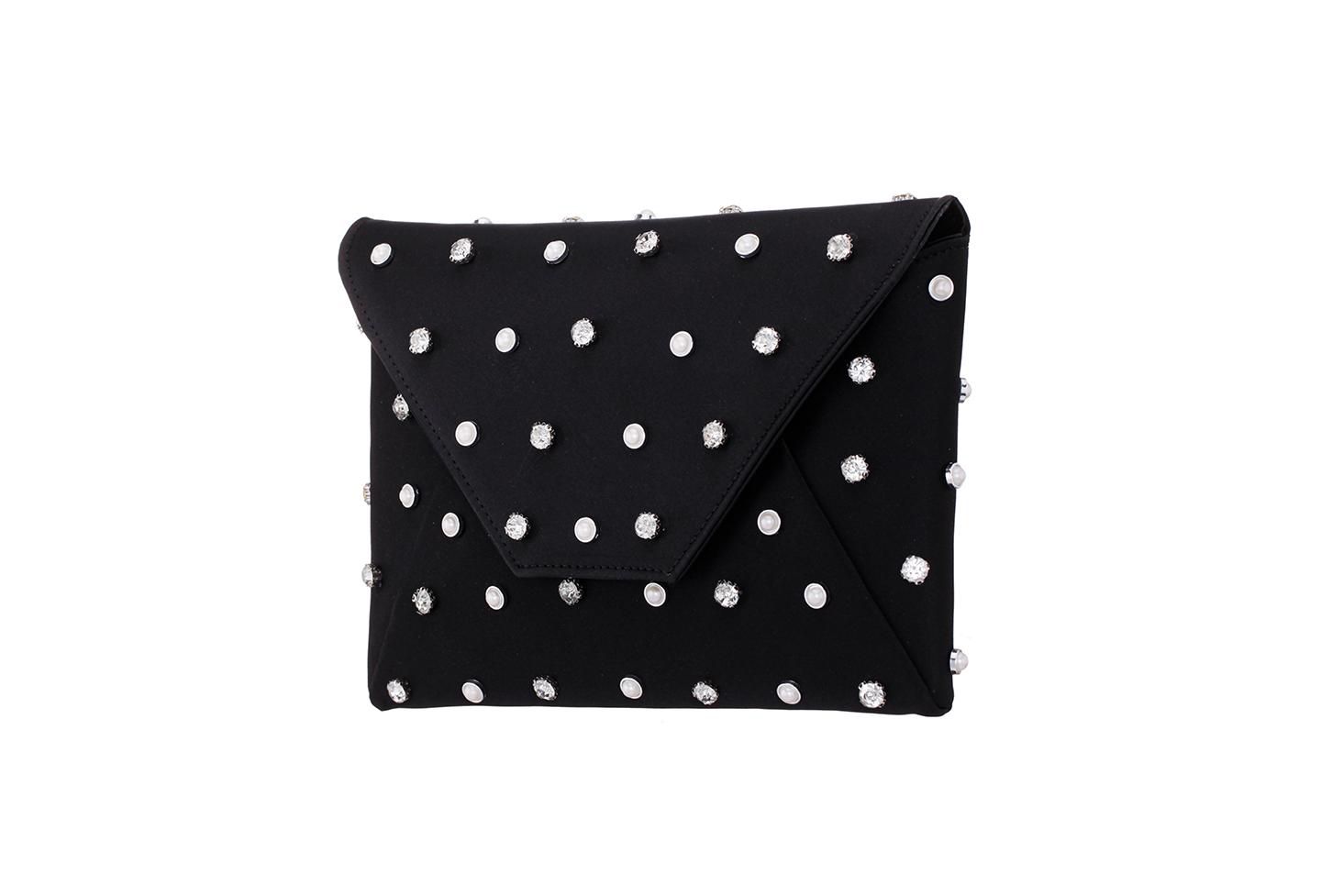 Женский клатч Nina Imitation Pearl/Crystal Adorned Square Envelope Clutch, цвет: Чёрный — фото 2