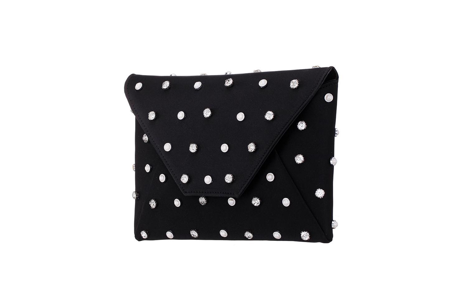 Imitation Pearl/Crystal Adorned Square Envelope Clutch