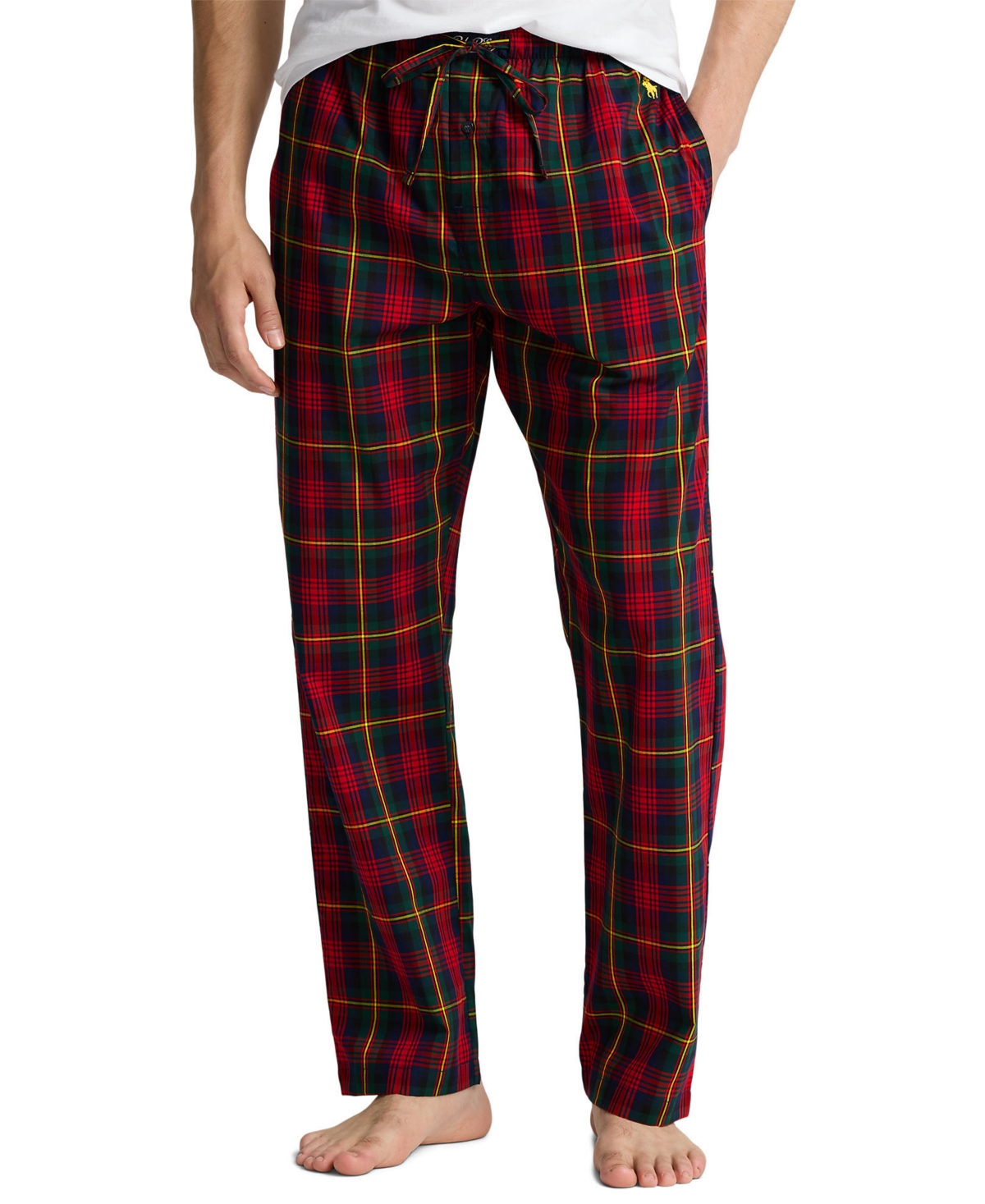 Polo Ralph Lauren Men's Woven Plaid Pajama Pants -GOLD BUGLE POLO PLAYER