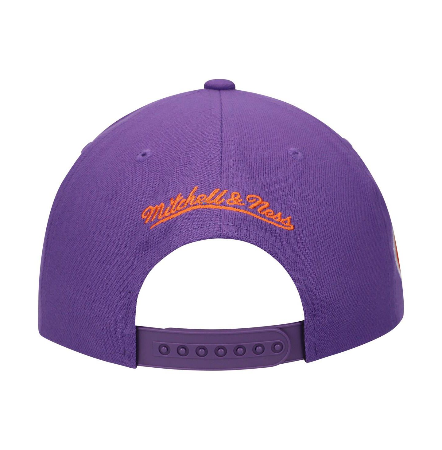 Мужская кепка Mitchell & Ness White/Purple Clemson Tigers Retro Sport Colorblock Script Snapback Hat — фото 3