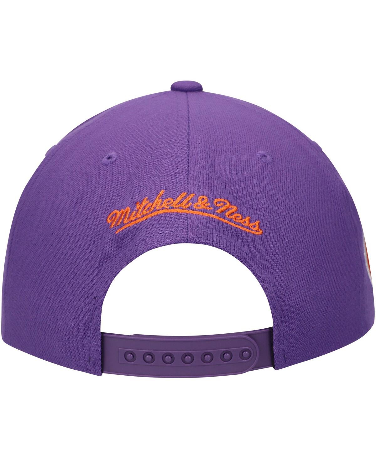 Mitchell & Ness Men's White/purple Clemson Tigers Retro Sport Colorblock Script Snapback Hat In White,purple