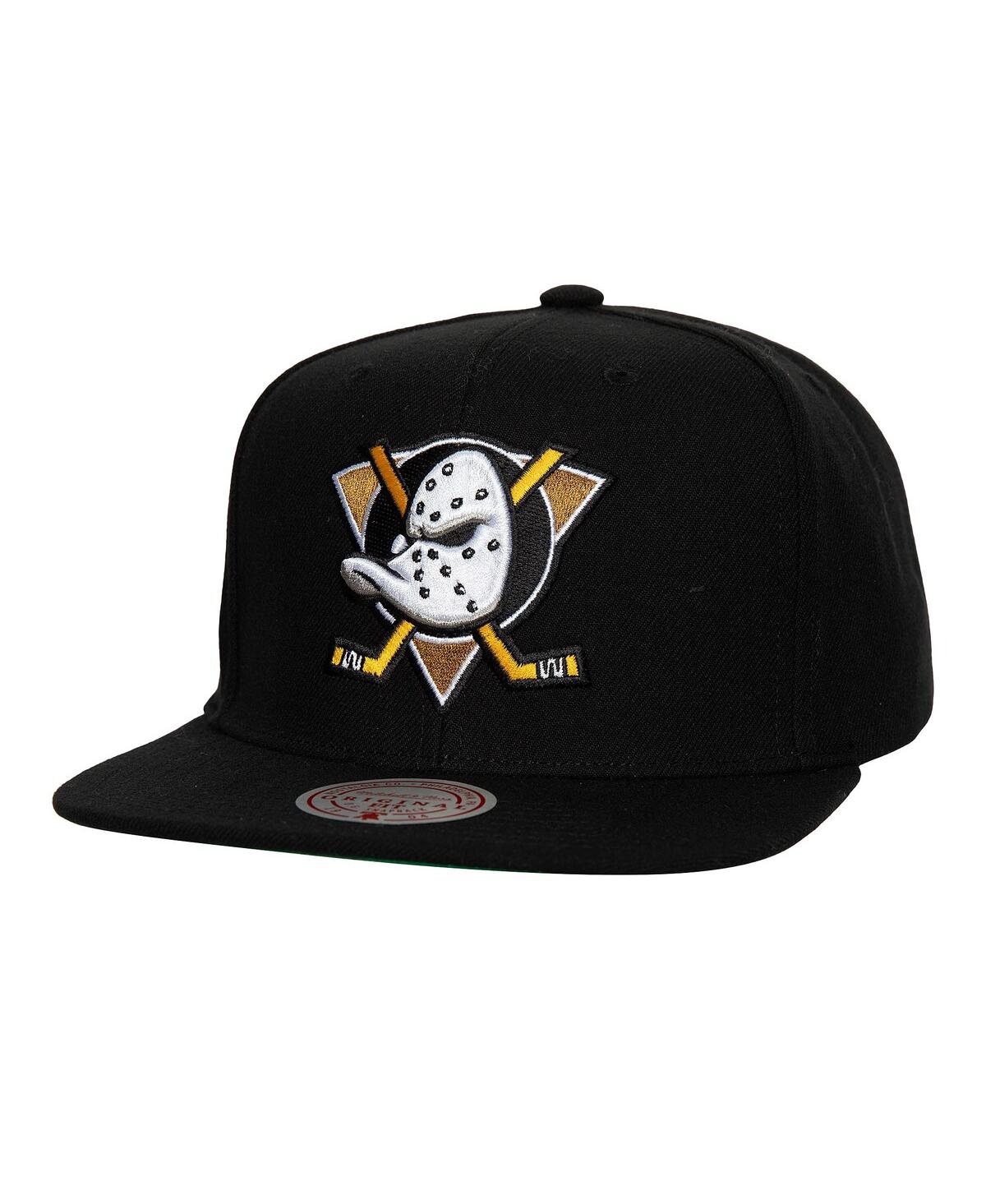 Men's Black Anaheim Ducks Core Top Spot Snapback Hat - Black