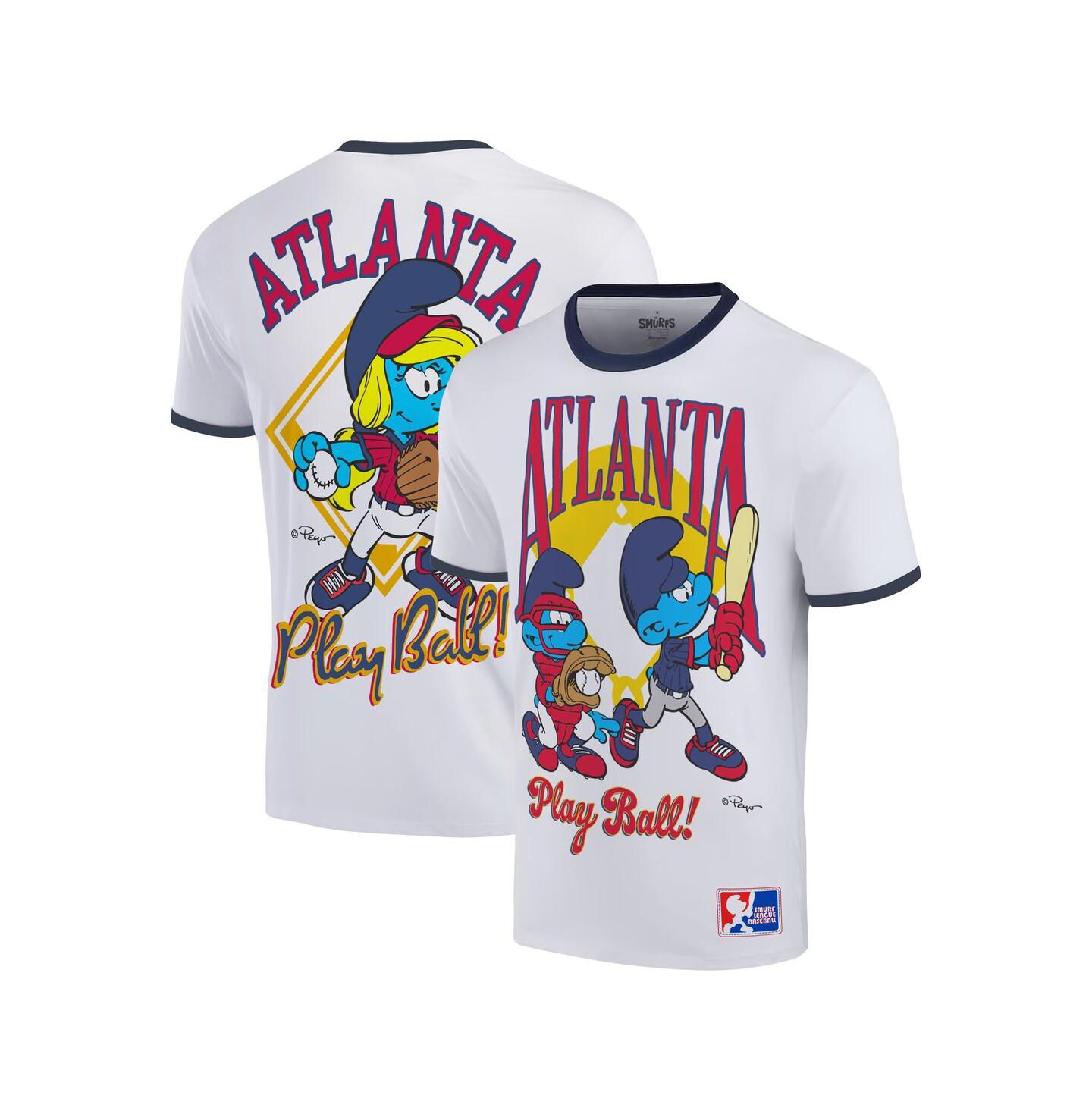 Мужская футболка Ripple Junction White the Smurfs Atlanta Baseball Ringer — фото 1