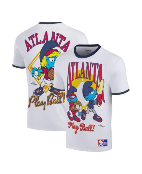 Мужская футболка Ripple Junction White the Smurfs Atlanta Baseball Ringer