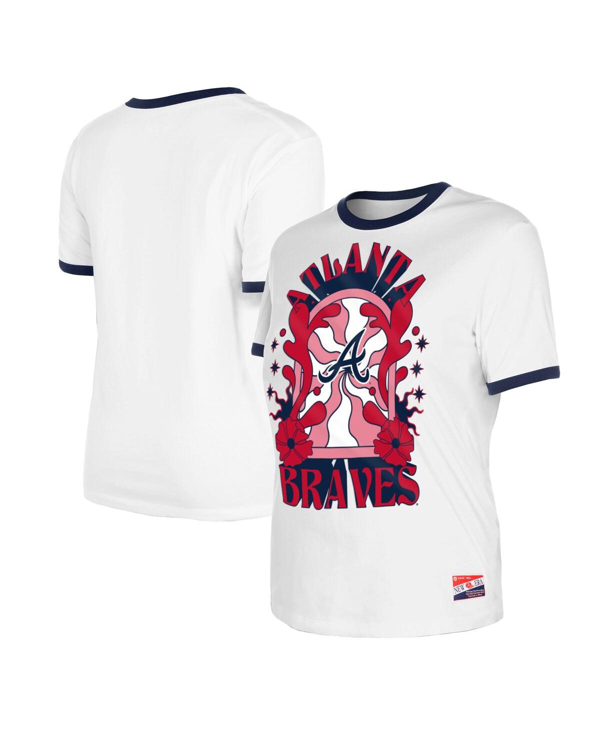 NEW ERA WOMEN'S WHITE ATLANTA BRAVES OVERSIZED RINGER T-SHIRT 