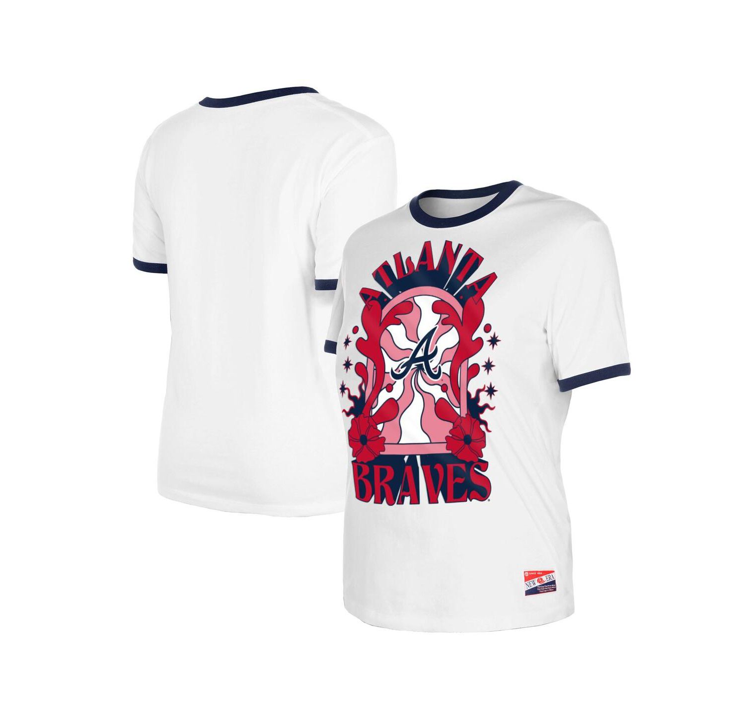 Women's White Atlanta Braves Oversized Ringer T-Shirt