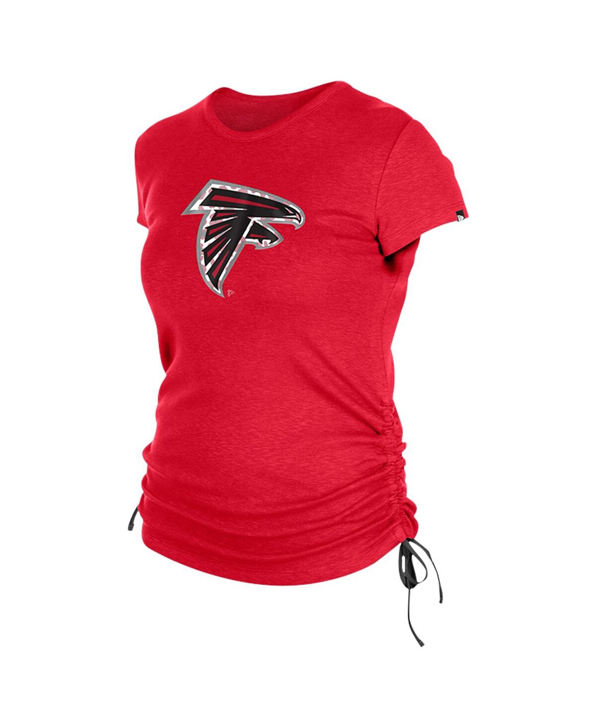 NEW ERA WOMEN'S RED ATLANTA FALCONS RUCHED SIDE T-SHIRT 