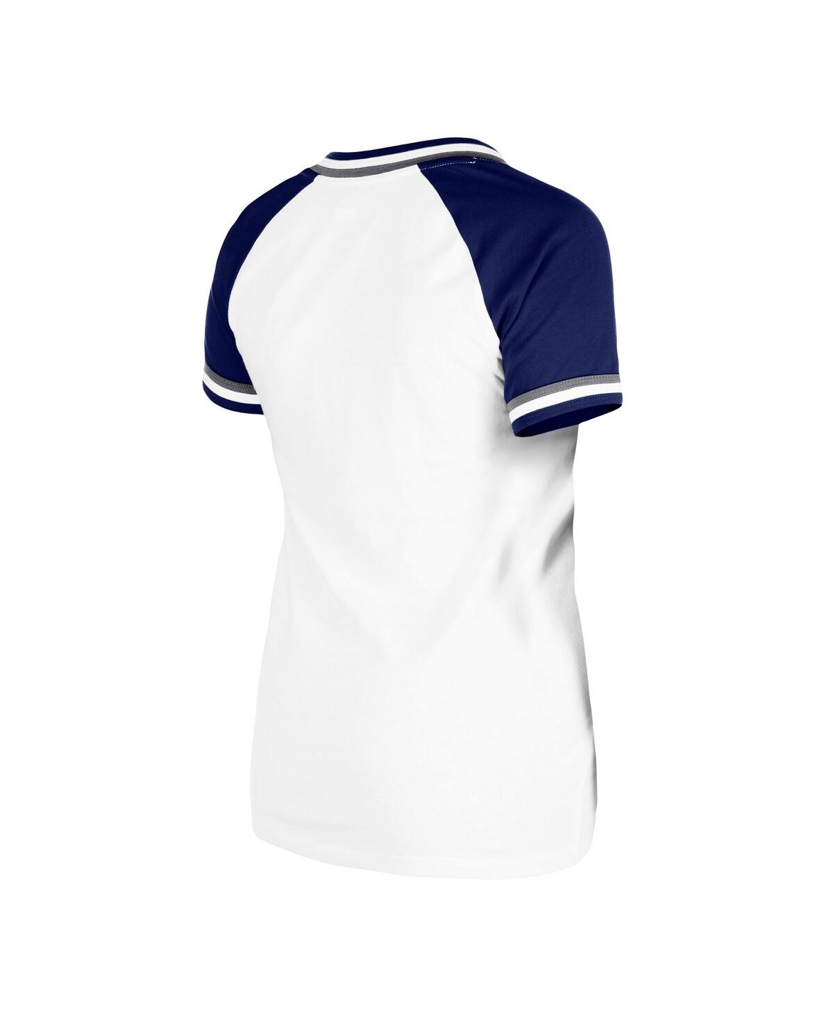 New Era Women'sLos Angeles Dodgers Jersey Double Binding Raglan V-Neck T-Shirt - White