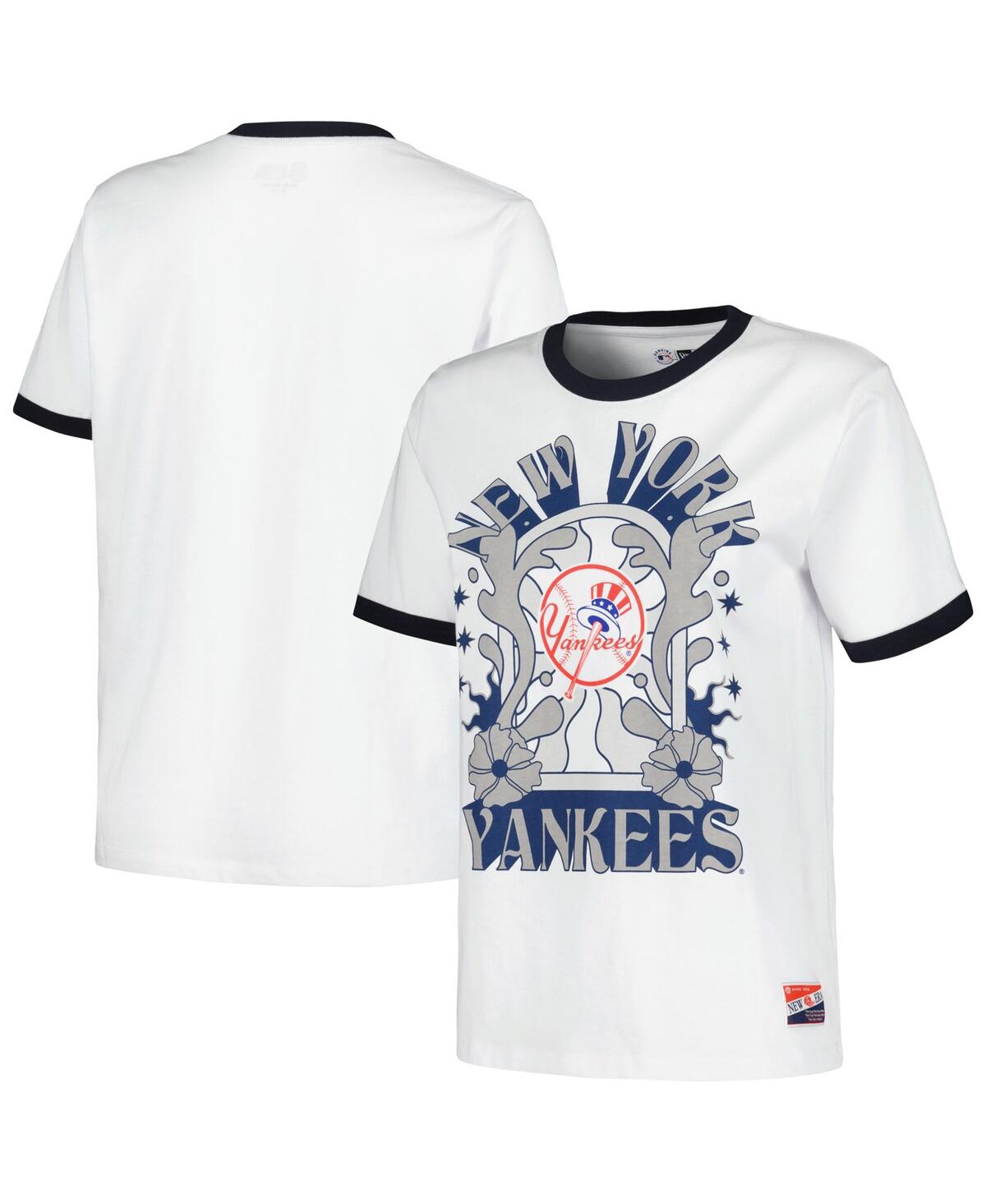 NEW ERA WOMEN'S WHITE NEW YORK YANKEES OVERSIZED RINGER T-SHIRT 