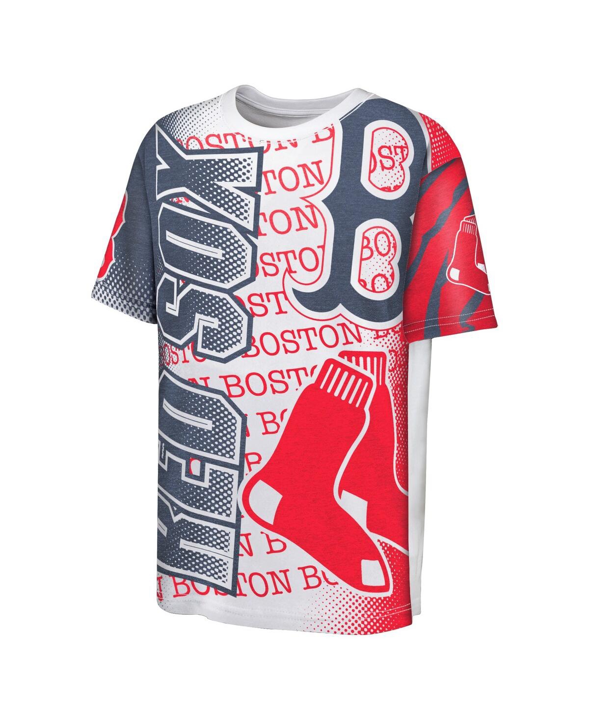 Outerstuff Big Boys And Girls White Boston Red Sox Impact Hit Bold T-shirt In White