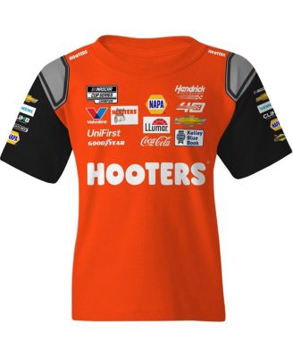 Big Boys and Girls Orange/Black Chase Elliott Hooters Uniform T-Shirt