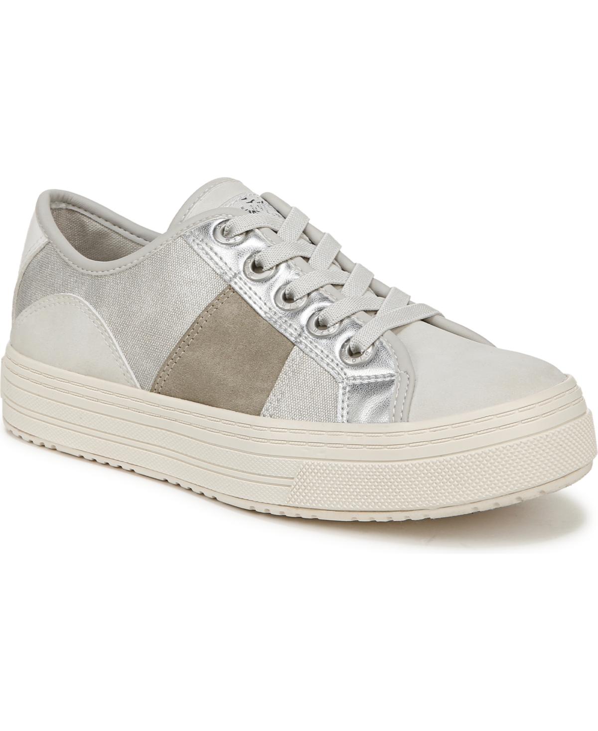 Blowfish Malibu Women's Super Smile Lace Up Platform Sneakers In Silver Faux Leather,faux Suede