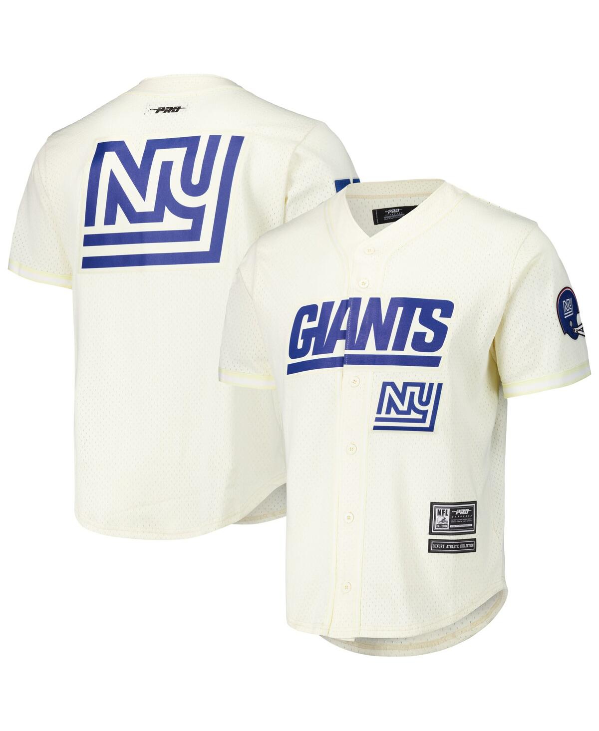 PRO STANDARD MEN'S CREAM NEW YORK GIANTS RETRO CLASSIC MESH BUTTON-UP SHIRT 